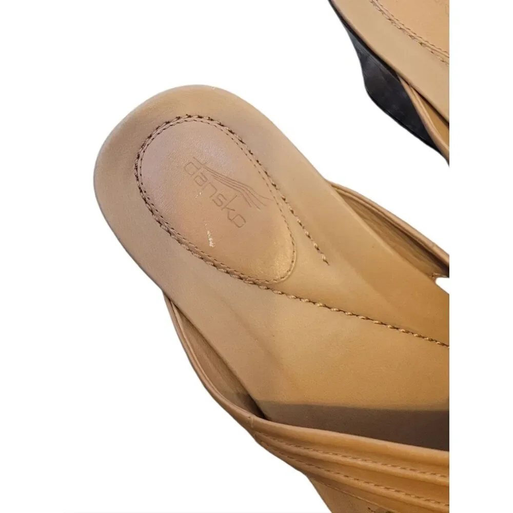 Dansko Nessa Leather Slide Tan Cross-Strap Shoes Women's Size 41/US 10.5